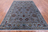 Blue Persian Tabriz Hand Knotted Wool Rug - 8' 1" X 10' 7" - Golden Nile