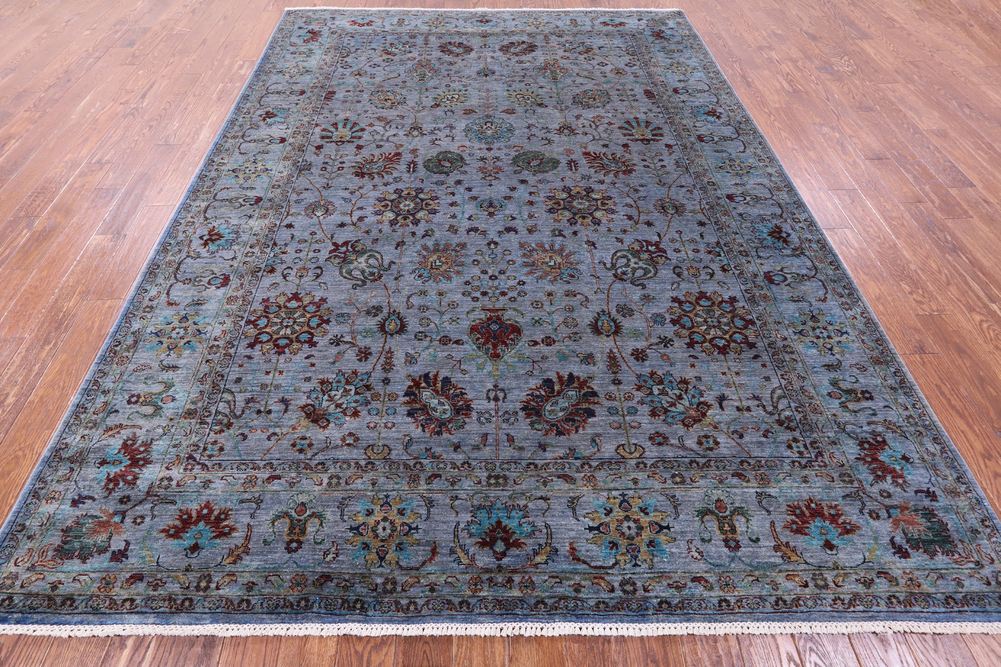 Blue Persian Tabriz Hand Knotted Wool Rug - 8' 1" X 10' 7" - Golden Nile