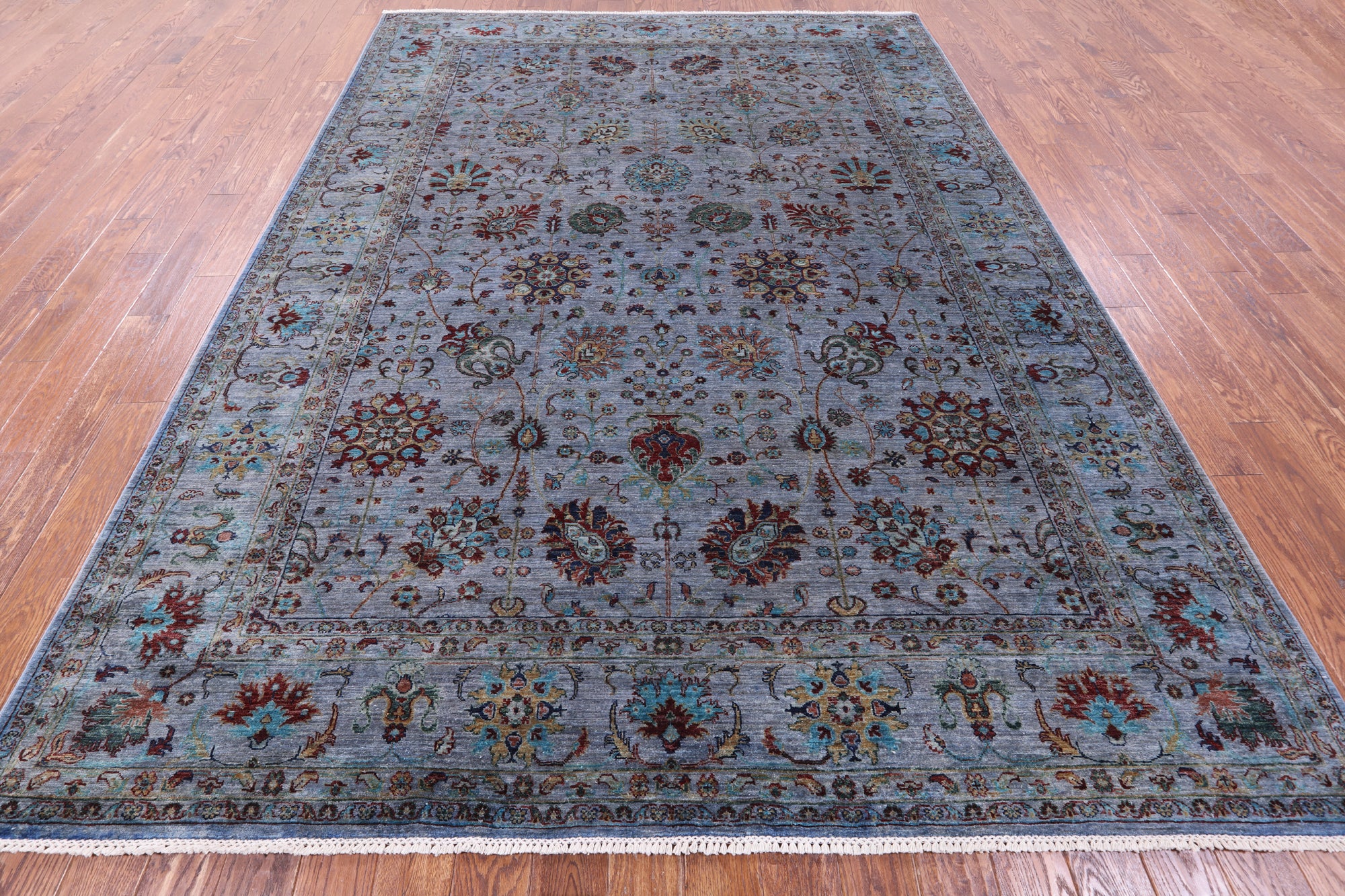 Blue Persian Tabriz Hand Knotted Wool Rug - 8' 1" X 10' 7" - Golden Nile