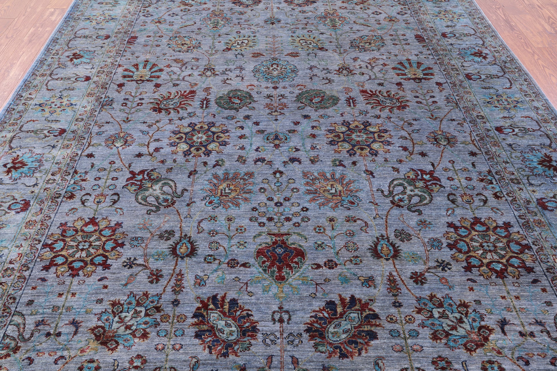 Blue Persian Tabriz Hand Knotted Wool Rug - 8' 1" X 10' 7" - Golden Nile