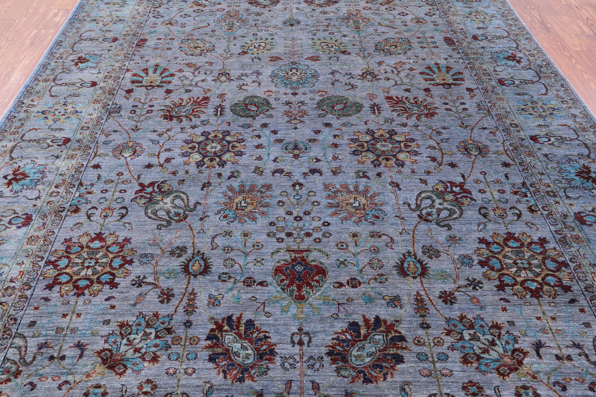 Blue Persian Tabriz Hand Knotted Wool Rug - 8' 1" X 10' 7" - Golden Nile