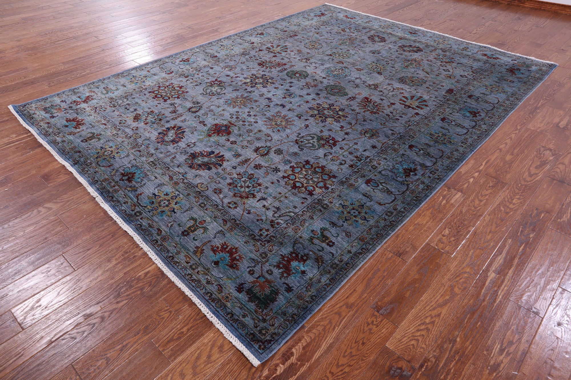 Blue Persian Tabriz Hand Knotted Wool Rug - 8' 1" X 10' 7" - Golden Nile