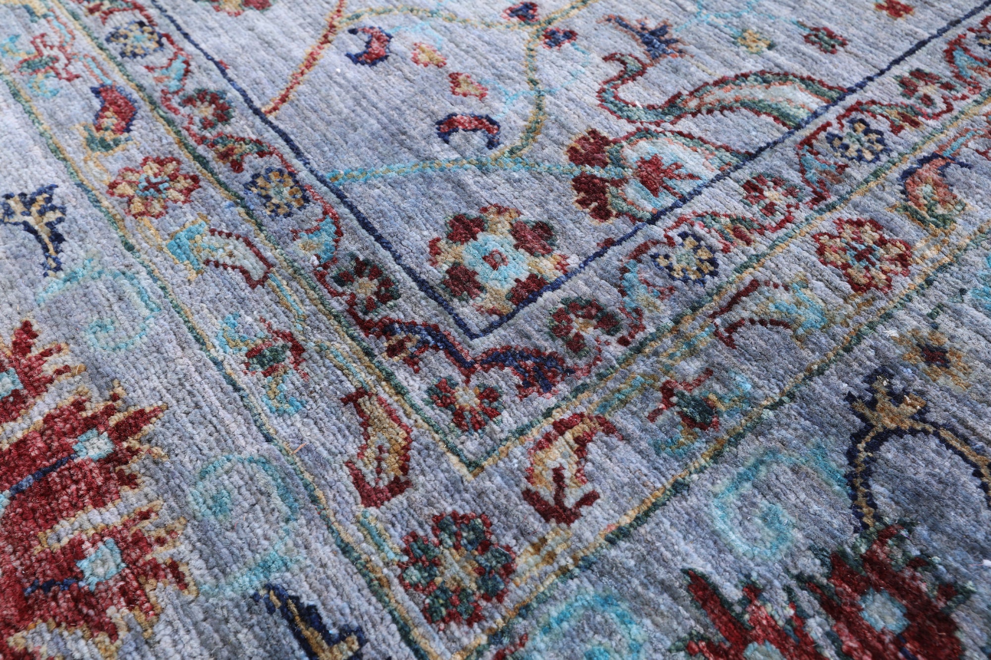 Blue Persian Tabriz Hand Knotted Wool Rug - 8' 1" X 10' 7" - Golden Nile