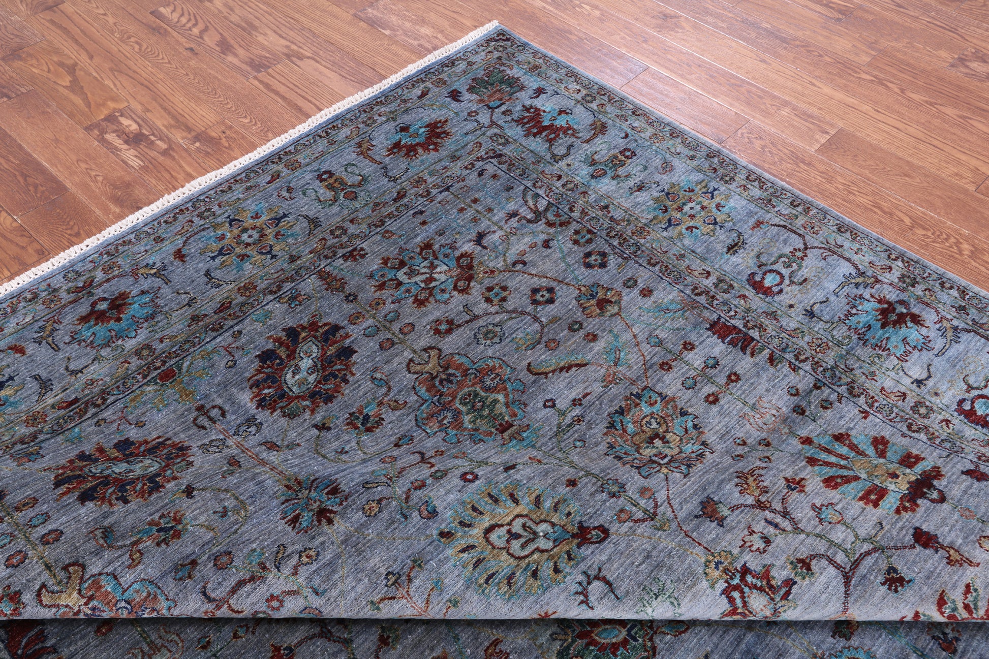 Blue Persian Tabriz Hand Knotted Wool Rug - 8' 1" X 10' 7" - Golden Nile