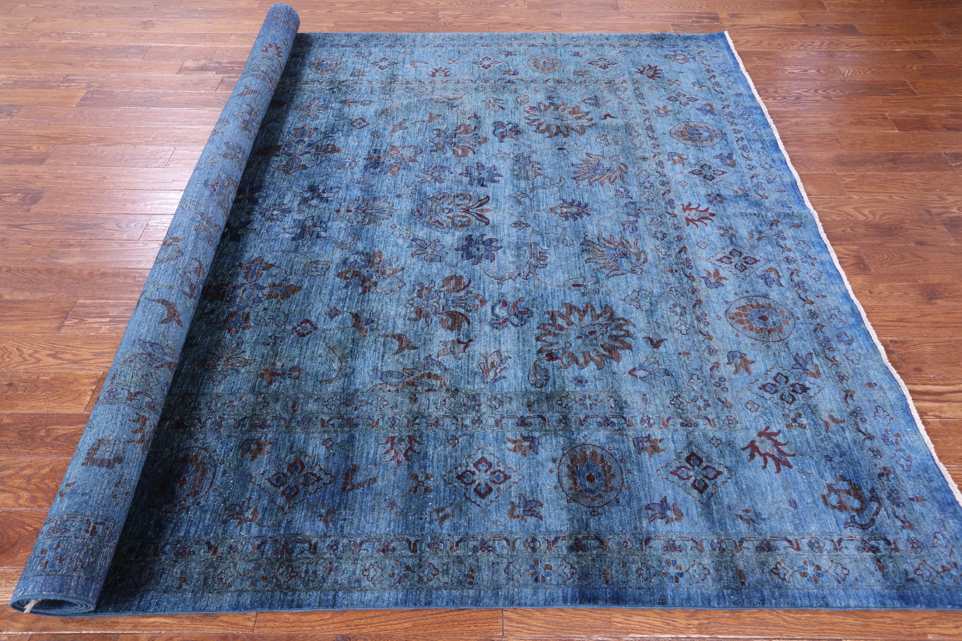 Blue Persian Tabriz Handmade Wool Rug - 8' 4" X 11' 9" - Golden Nile