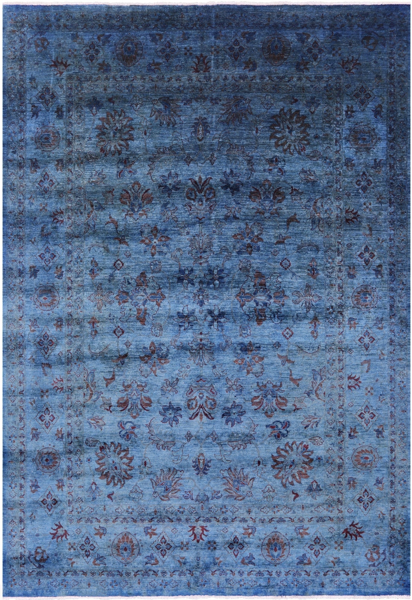 Blue Persian Tabriz Handmade Wool Rug - 8' 4" X 11' 9" - Golden Nile