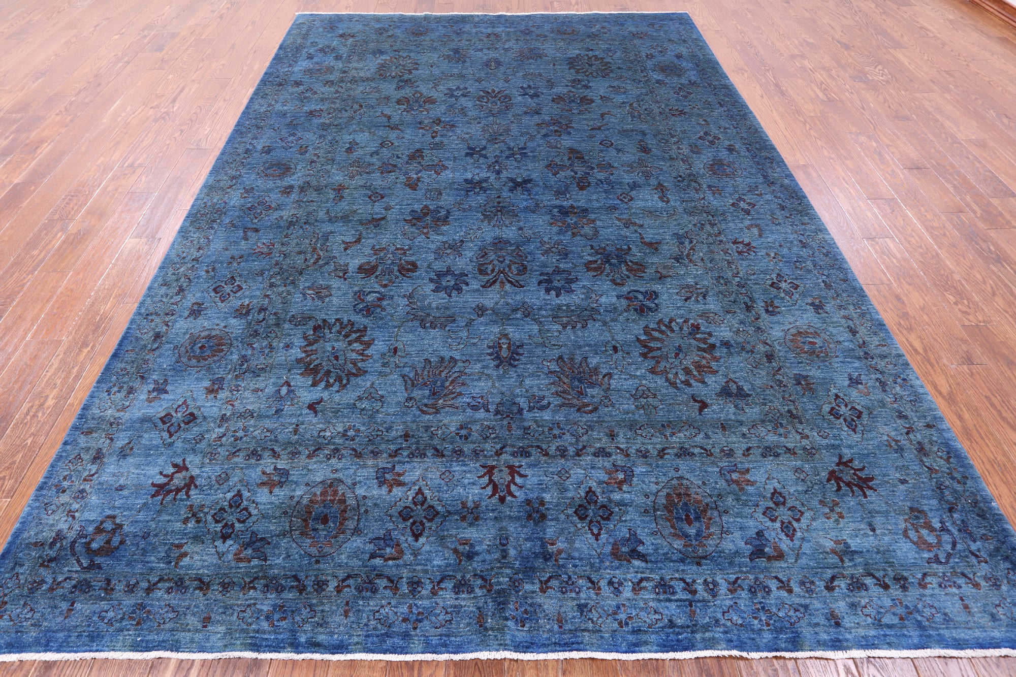 Blue Persian Tabriz Handmade Wool Rug - 8' 4" X 11' 9" - Golden Nile