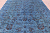 Blue Persian Tabriz Handmade Wool Rug - 8' 4" X 11' 9" - Golden Nile