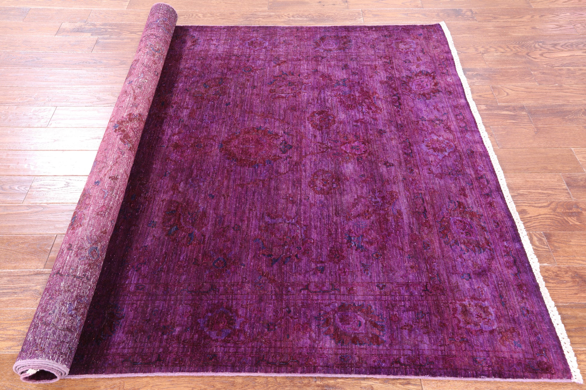 Purple Persian Tabriz Hand Knotted Wool Rug - 5' 7" X 8' 3" - Golden Nile