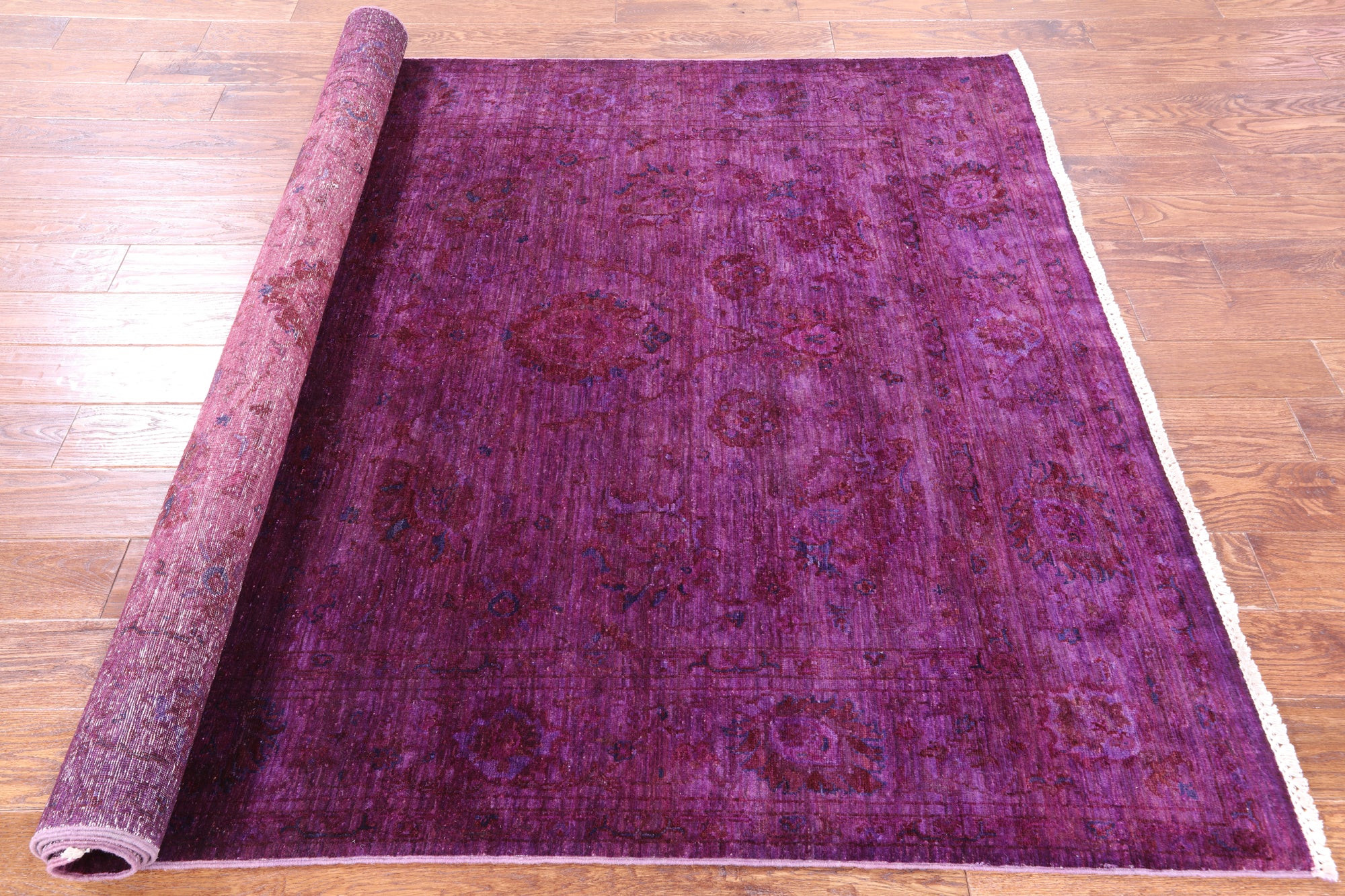 Purple Persian Tabriz Hand Knotted Wool Rug - 5' 7" X 8' 3" - Golden Nile
