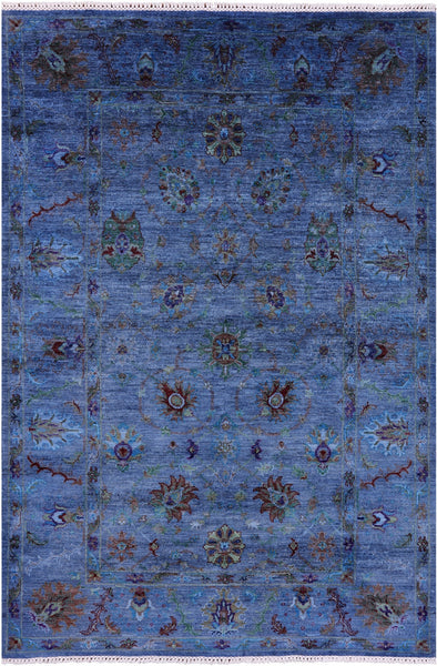 Blue Persian Tabriz Handmade Wool Rug - 5' 5" X 7' 11" - Golden Nile