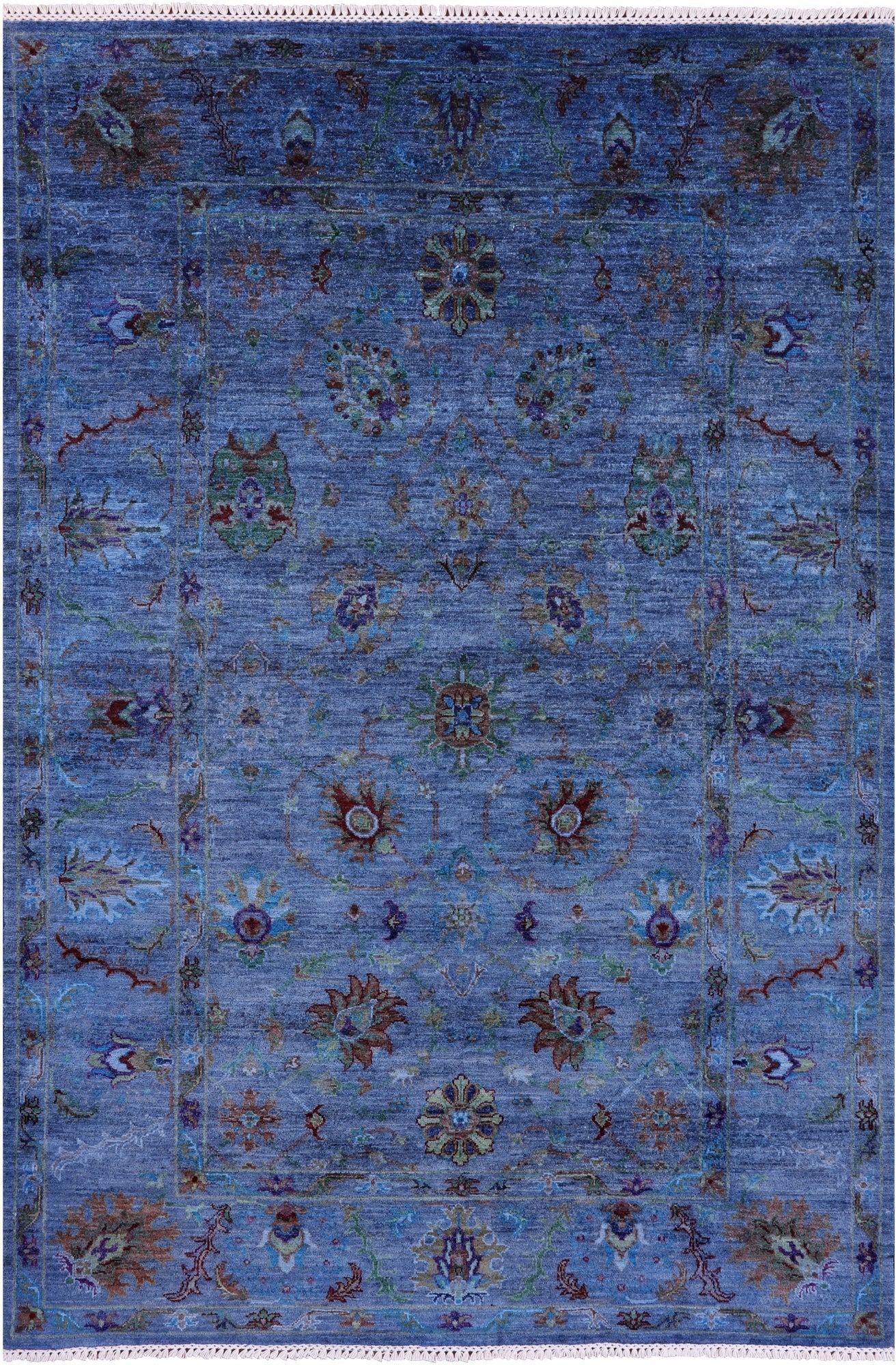 Blue Persian Tabriz Handmade Wool Rug - 5' 5" X 7' 11" - Golden Nile