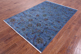 Blue Persian Tabriz Handmade Wool Rug - 5' 5" X 7' 11" - Golden Nile