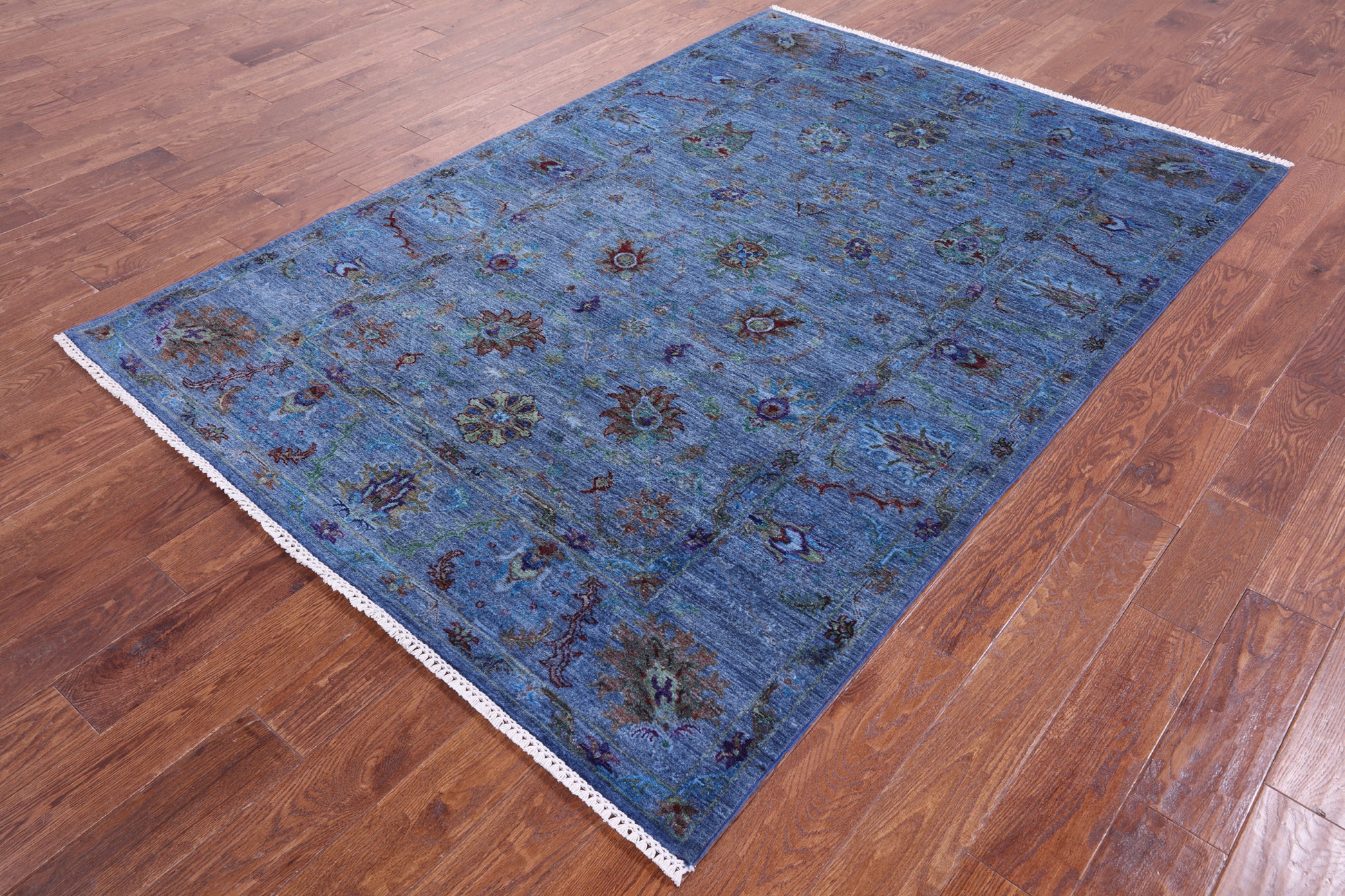 Blue Persian Tabriz Handmade Wool Rug - 5' 5" X 7' 11" - Golden Nile