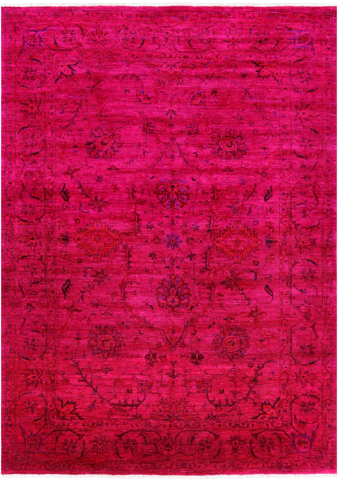 Pink Persian Tabriz Hand Knotted Wool Rug - 5' 10" X 8' 2" - Golden Nile