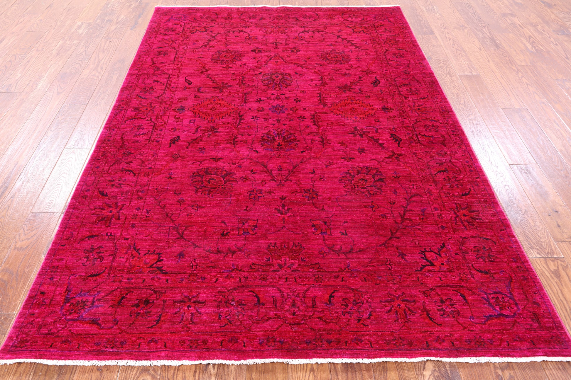 Pink Persian Tabriz Hand Knotted Wool Rug - 5' 10" X 8' 2" - Golden Nile