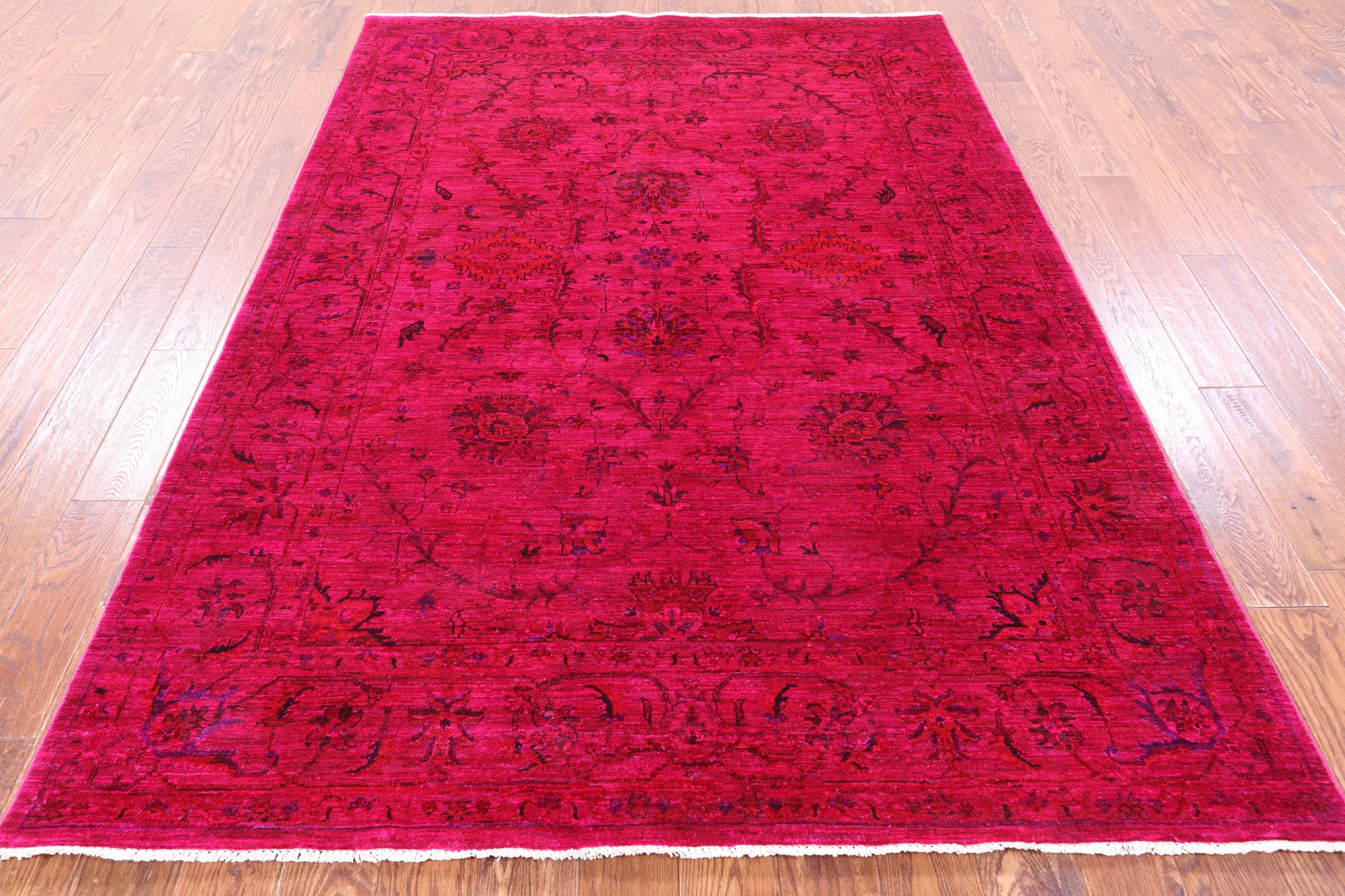 Pink Persian Tabriz Hand Knotted Wool Rug - 5' 10" X 8' 2" - Golden Nile