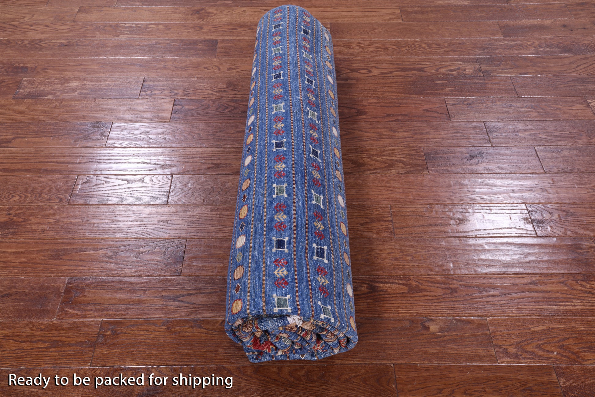 Blue Khorjin Persian Gabbeh Hand Knotted Wool Rug - 8' 2" X 10' 8" - Golden Nile