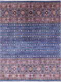 Blue Khorjin Persian Gabbeh Hand Knotted Wool Rug - 8' 2" X 10' 8" - Golden Nile