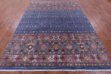 Blue Khorjin Persian Gabbeh Hand Knotted Wool Rug - 8' 2" X 10' 8" - Golden Nile