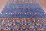 Blue Khorjin Persian Gabbeh Hand Knotted Wool Rug - 8' 2" X 10' 8" - Golden Nile