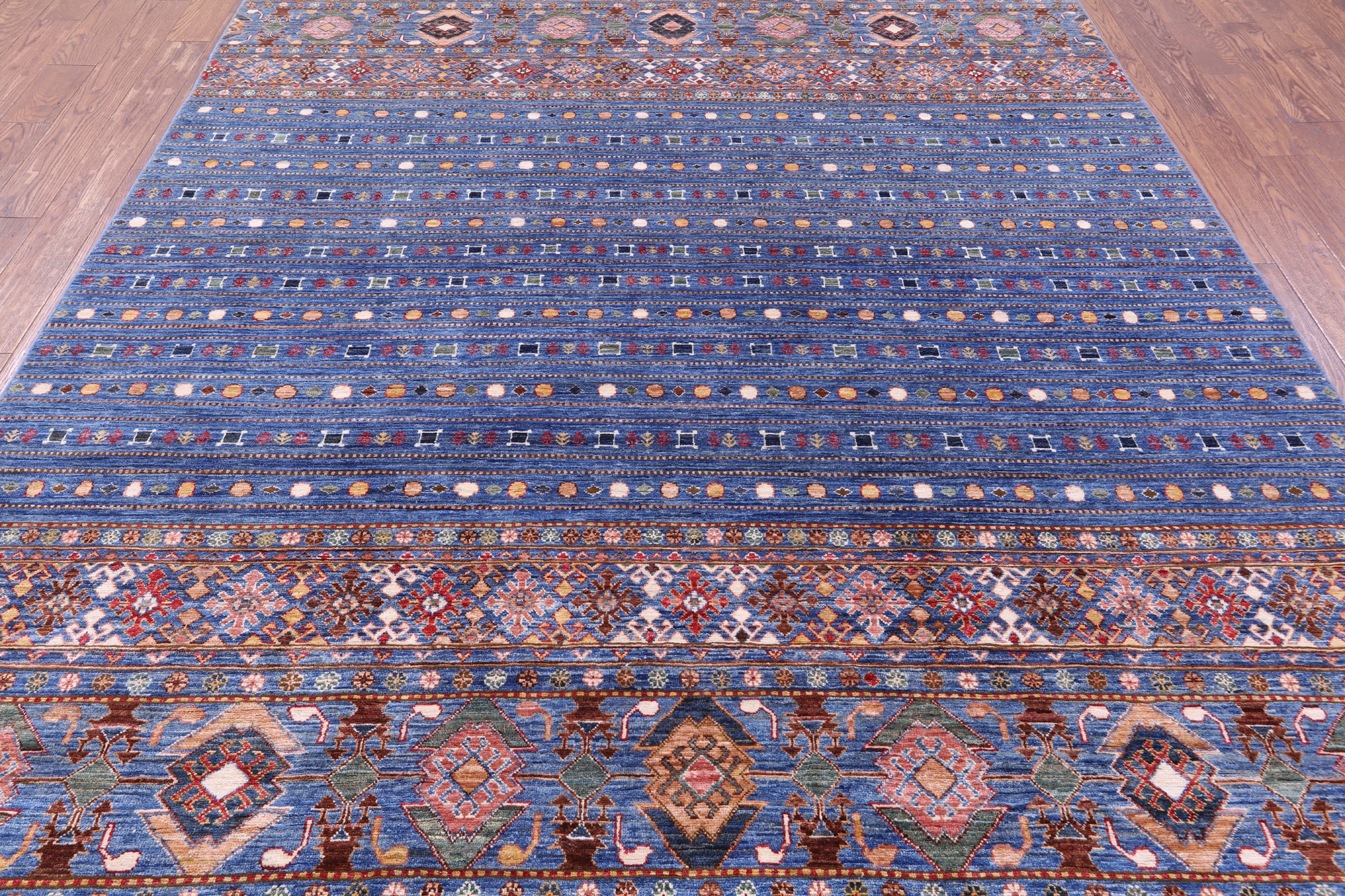Blue Khorjin Persian Gabbeh Hand Knotted Wool Rug - 8' 2" X 10' 8" - Golden Nile