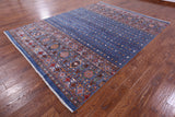 Blue Khorjin Persian Gabbeh Hand Knotted Wool Rug - 8' 2" X 10' 8" - Golden Nile