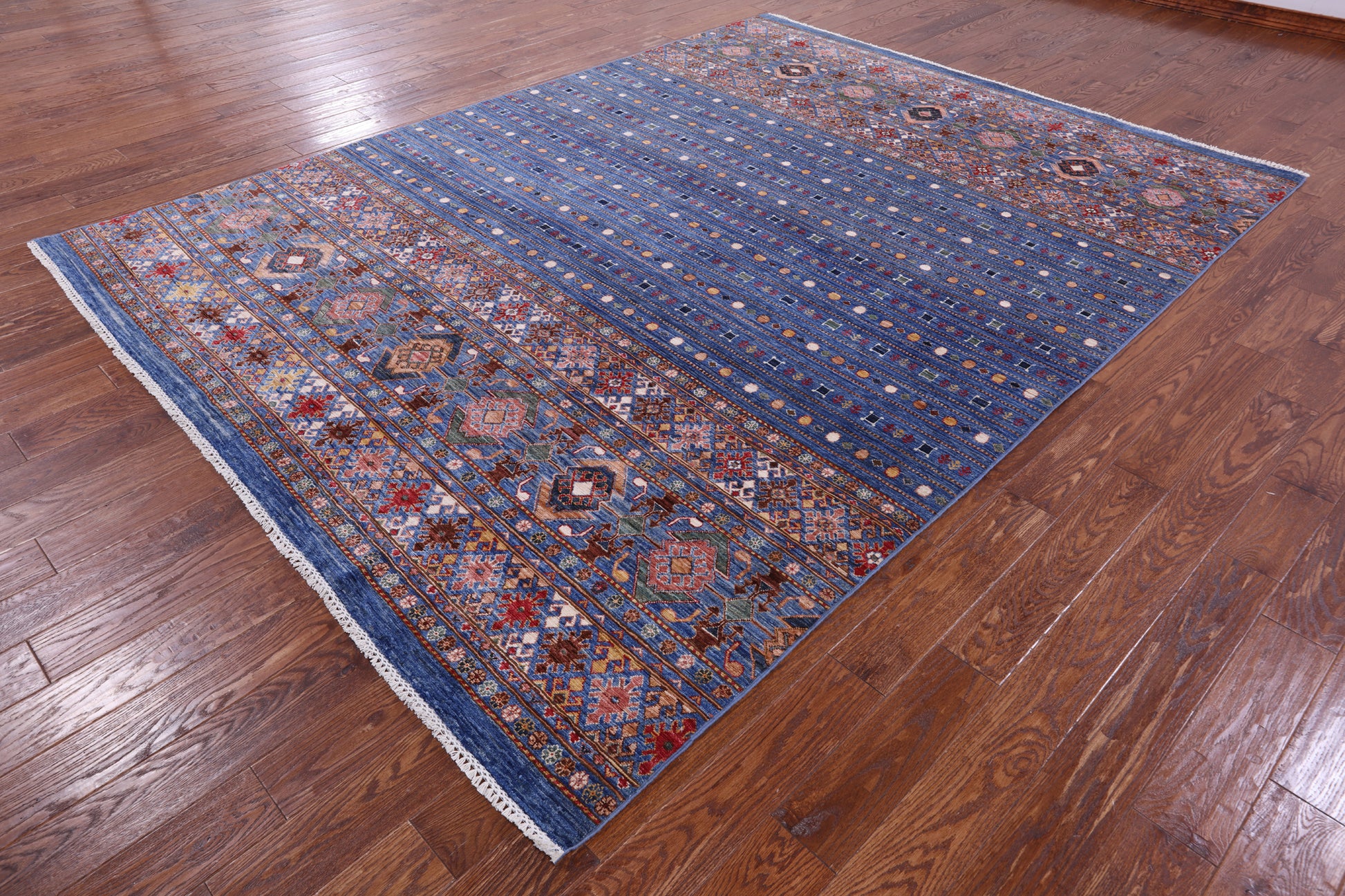 Blue Khorjin Persian Gabbeh Hand Knotted Wool Rug - 8' 2" X 10' 8" - Golden Nile