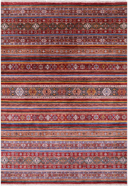 Khorjin Persian Gabbeh Hand Knotted Wool Rug - 7' 0" X 9' 11" - Golden Nile