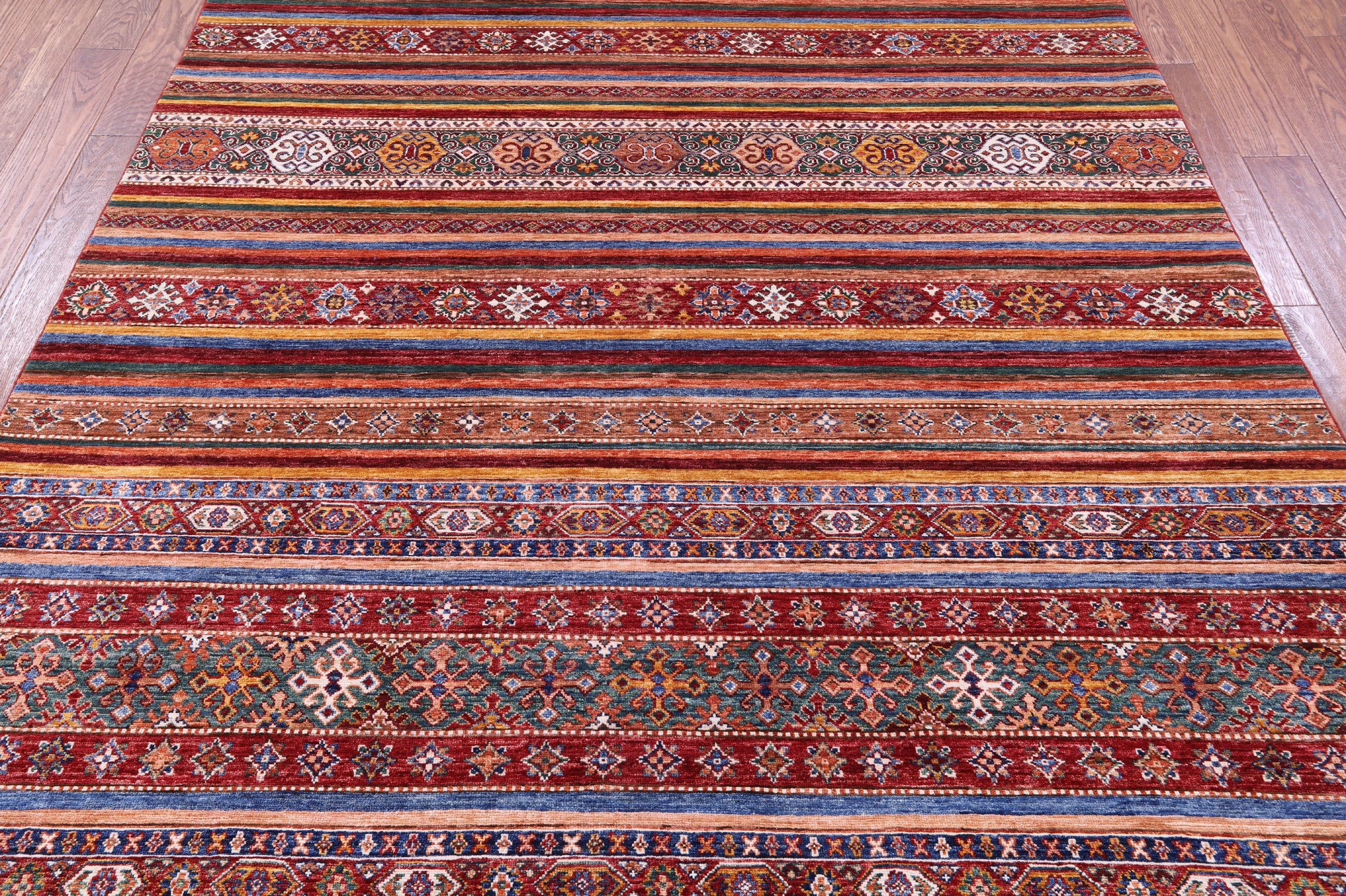 Khorjin Persian Gabbeh Hand Knotted Wool Rug - 7' 0" X 9' 11" - Golden Nile