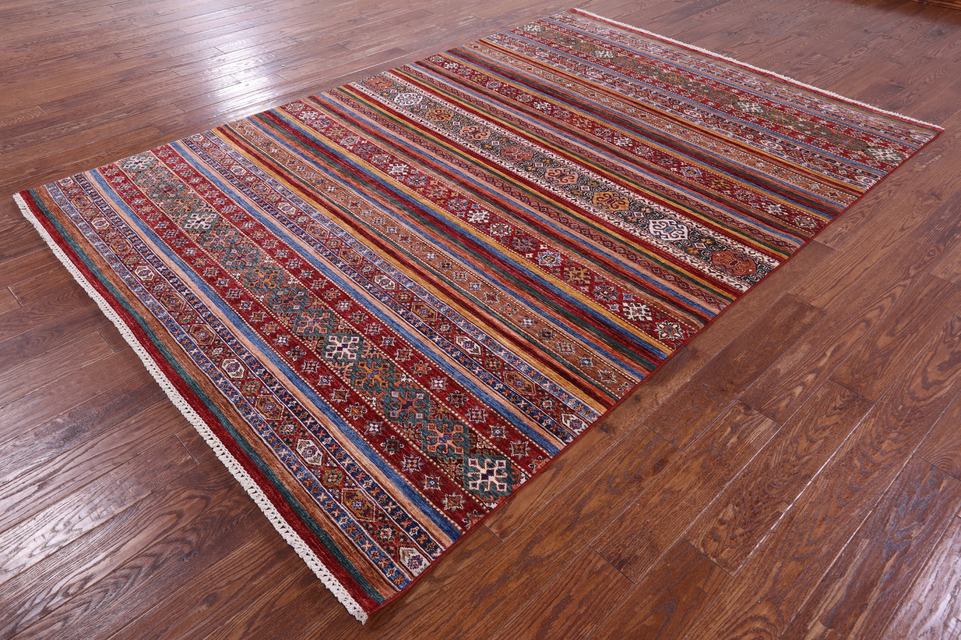 Khorjin Persian Gabbeh Hand Knotted Wool Rug - 7' 0" X 9' 11" - Golden Nile