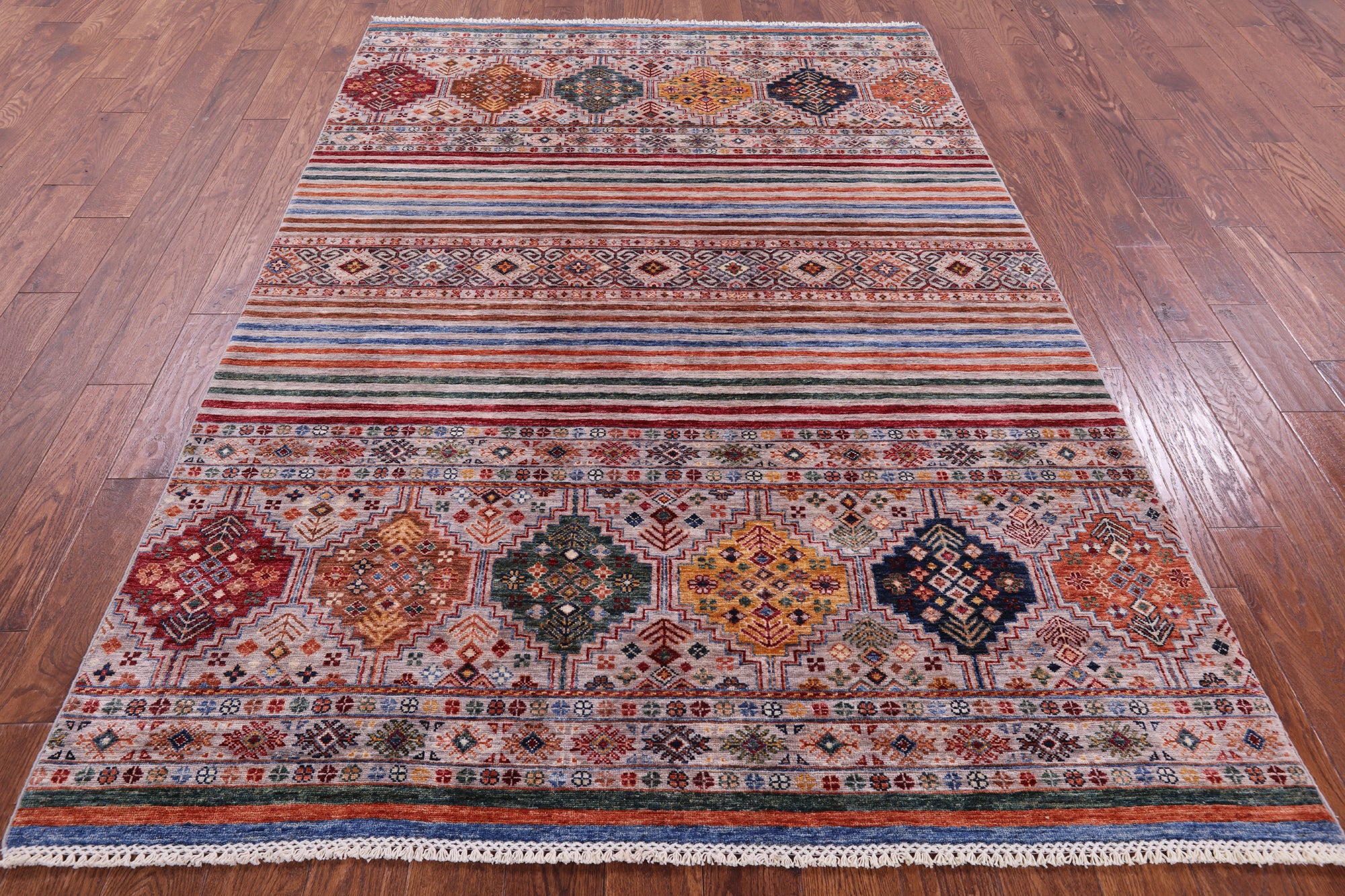 Khorjin Persian Gabbeh Handmade Wool Rug - 5' 9" X 8' 4" - Golden Nile