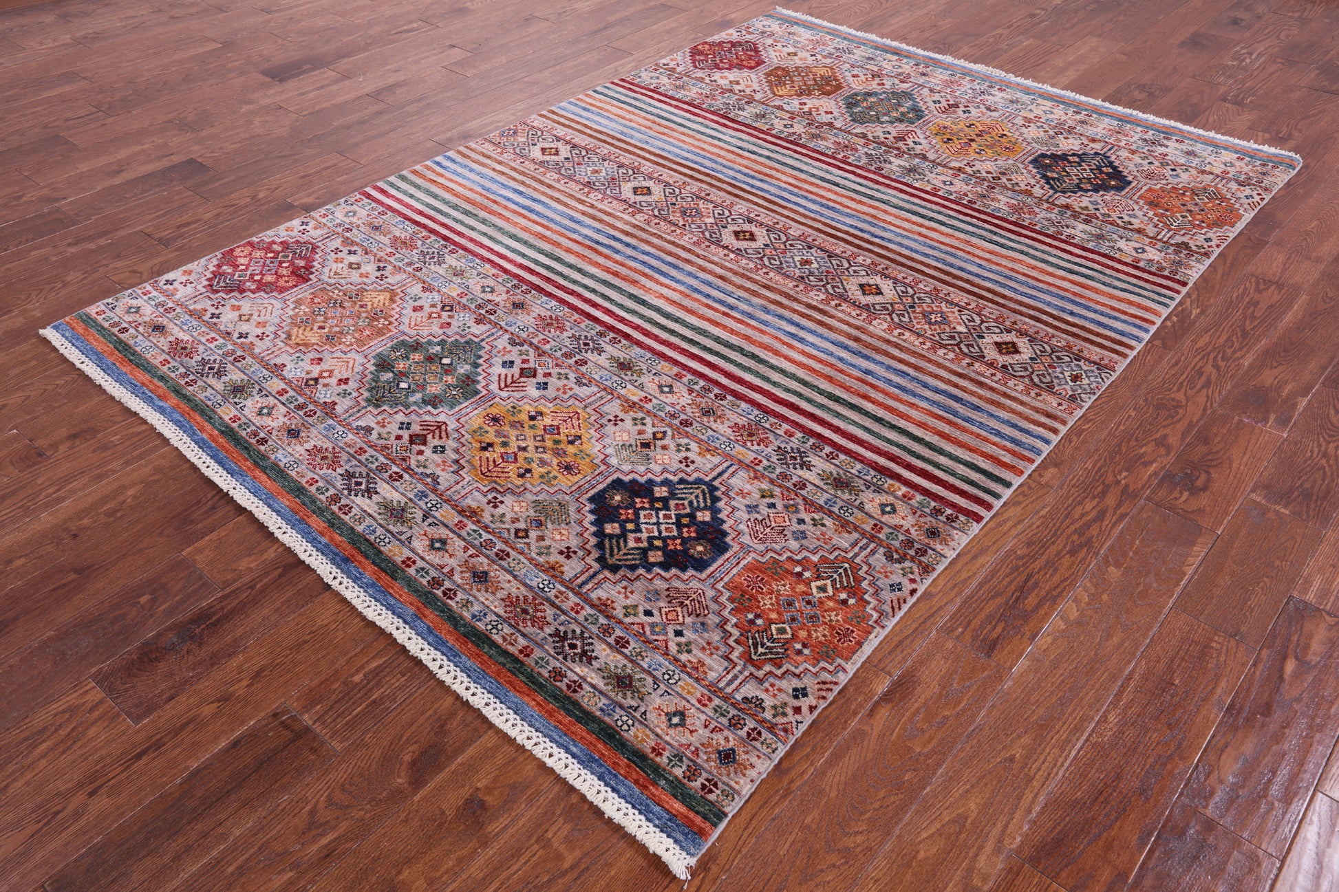 Khorjin Persian Gabbeh Handmade Wool Rug - 5' 9" X 8' 4" - Golden Nile