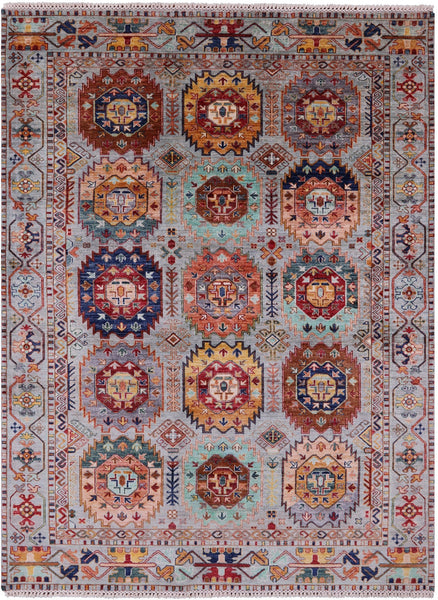 Turkmen Ersari Hand Knotted Wool Rug - 5' 9" X 7' 9" - Golden Nile