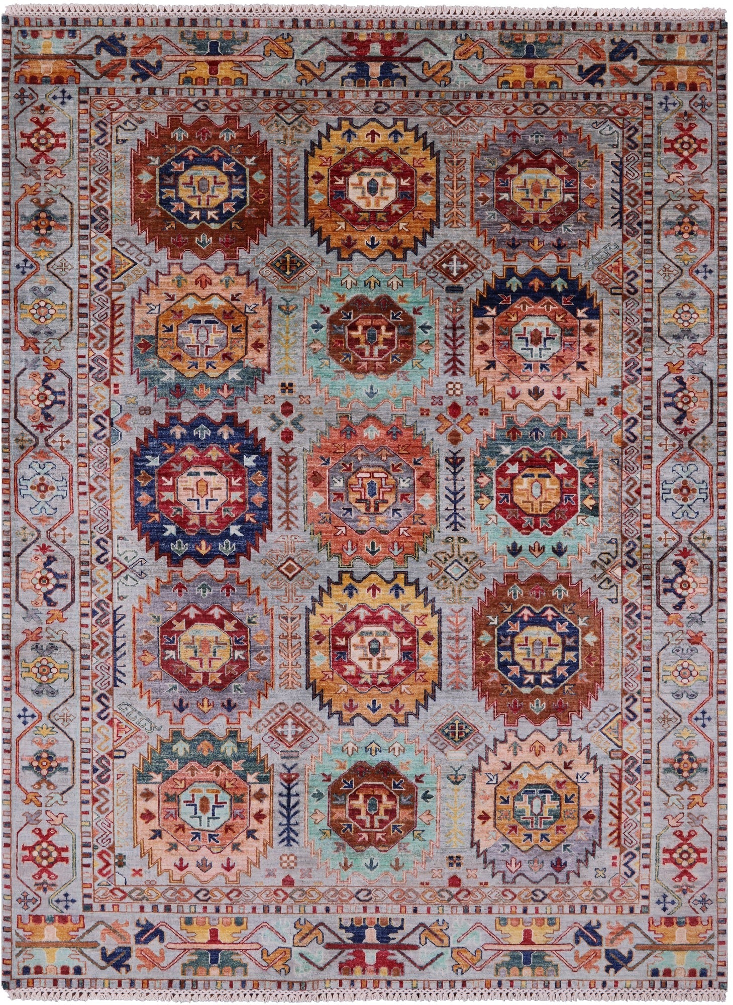 Turkmen Ersari Hand Knotted Wool Rug - 5' 9" X 7' 9" - Golden Nile