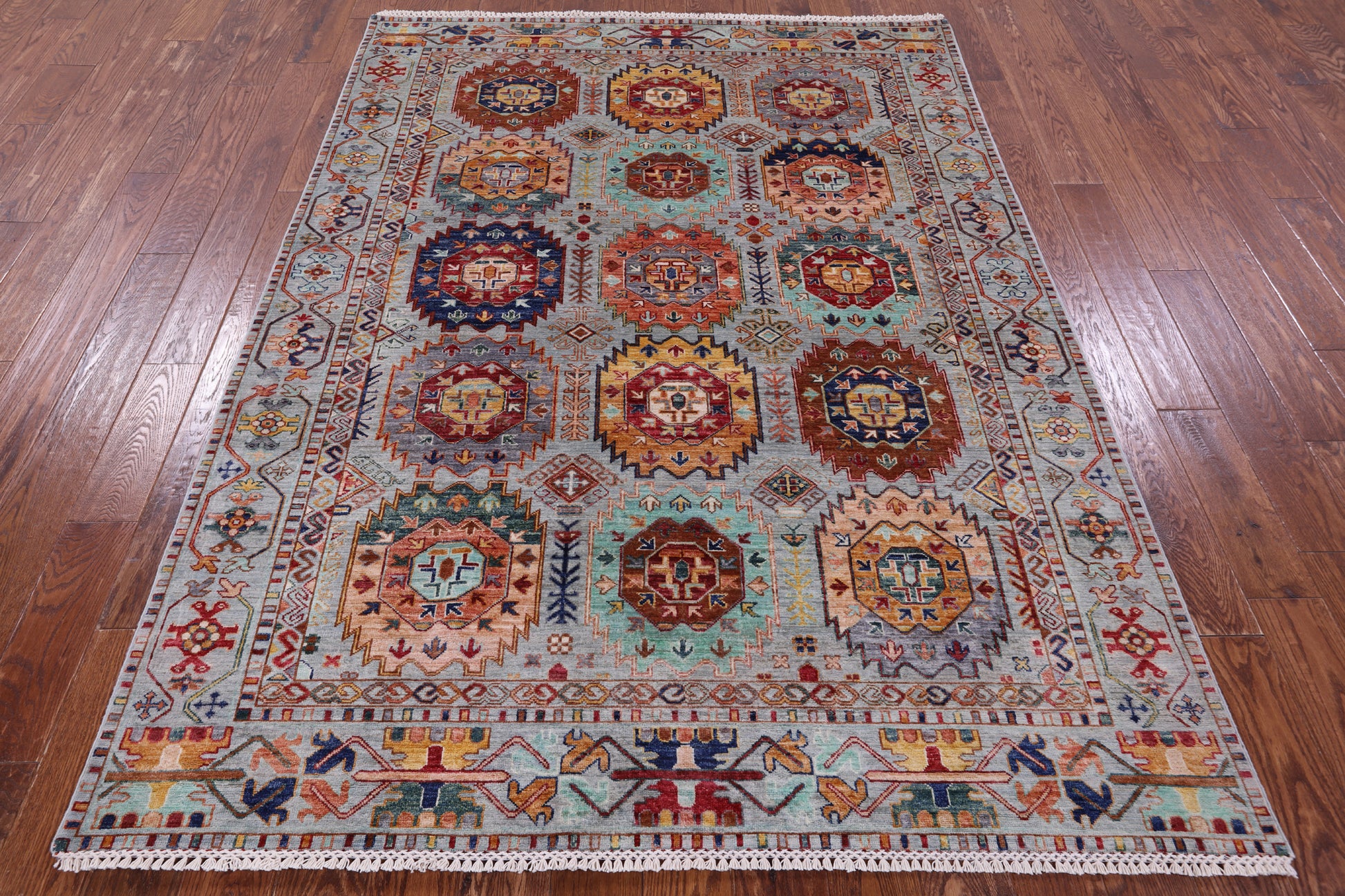 Turkmen Ersari Hand Knotted Wool Rug - 5' 9" X 7' 9" - Golden Nile