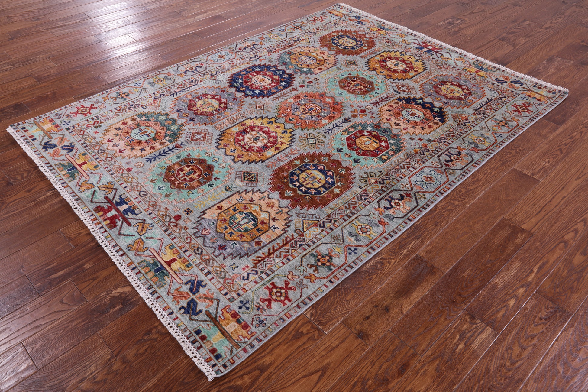 Turkmen Ersari Hand Knotted Wool Rug - 5' 9" X 7' 9" - Golden Nile