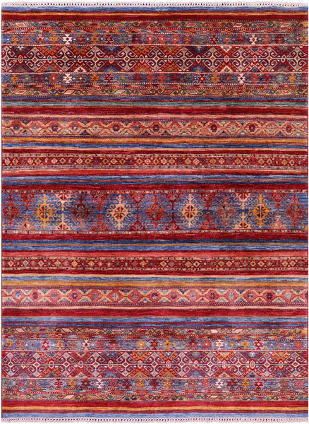 Khorjin Persian Gabbeh Handmade Wool Rug - 5' 8" X 7' 8" - Golden Nile