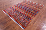Khorjin Persian Gabbeh Handmade Wool Rug - 5' 8" X 7' 8" - Golden Nile