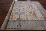 Ivory Turkish Oushak Hand Knotted Wool Area Rug - 9' 0" X 11' 11" - Golden Nile