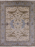 Ivory Turkish Oushak Hand Knotted Wool Area Rug - 9' 0" X 11' 11" - Golden Nile