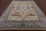 Ivory Turkish Oushak Hand Knotted Wool Area Rug - 9' 0" X 11' 11" - Golden Nile