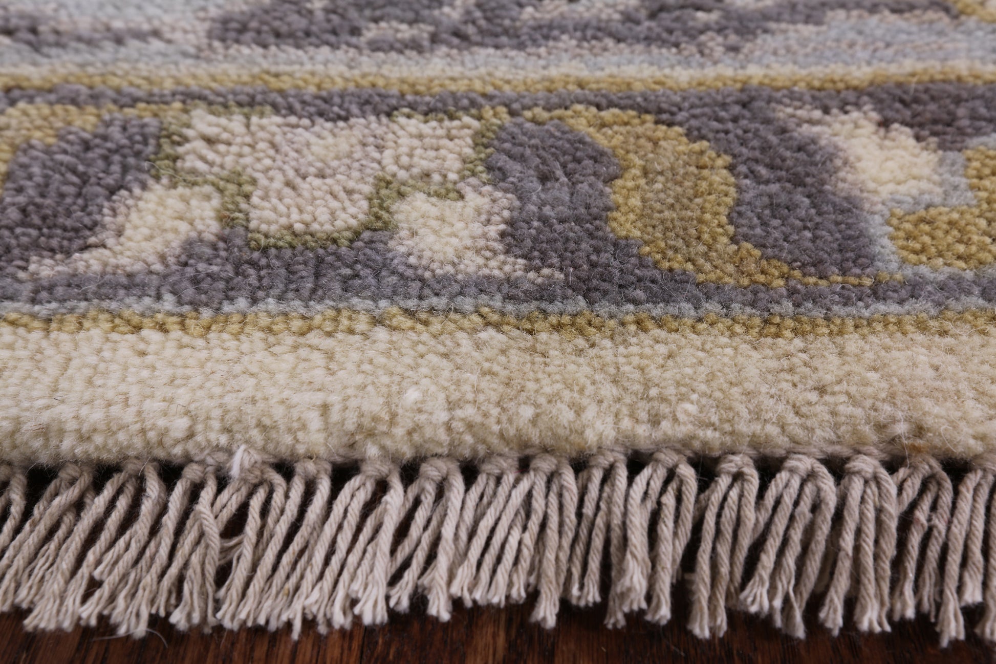 Ivory Turkish Oushak Hand Knotted Wool Area Rug - 9' 0" X 11' 11" - Golden Nile