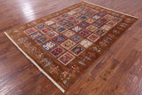 Brown Garden Design Persian Hand Knotted Wool Rug - 5' 7" X 8' 0" - Golden Nile