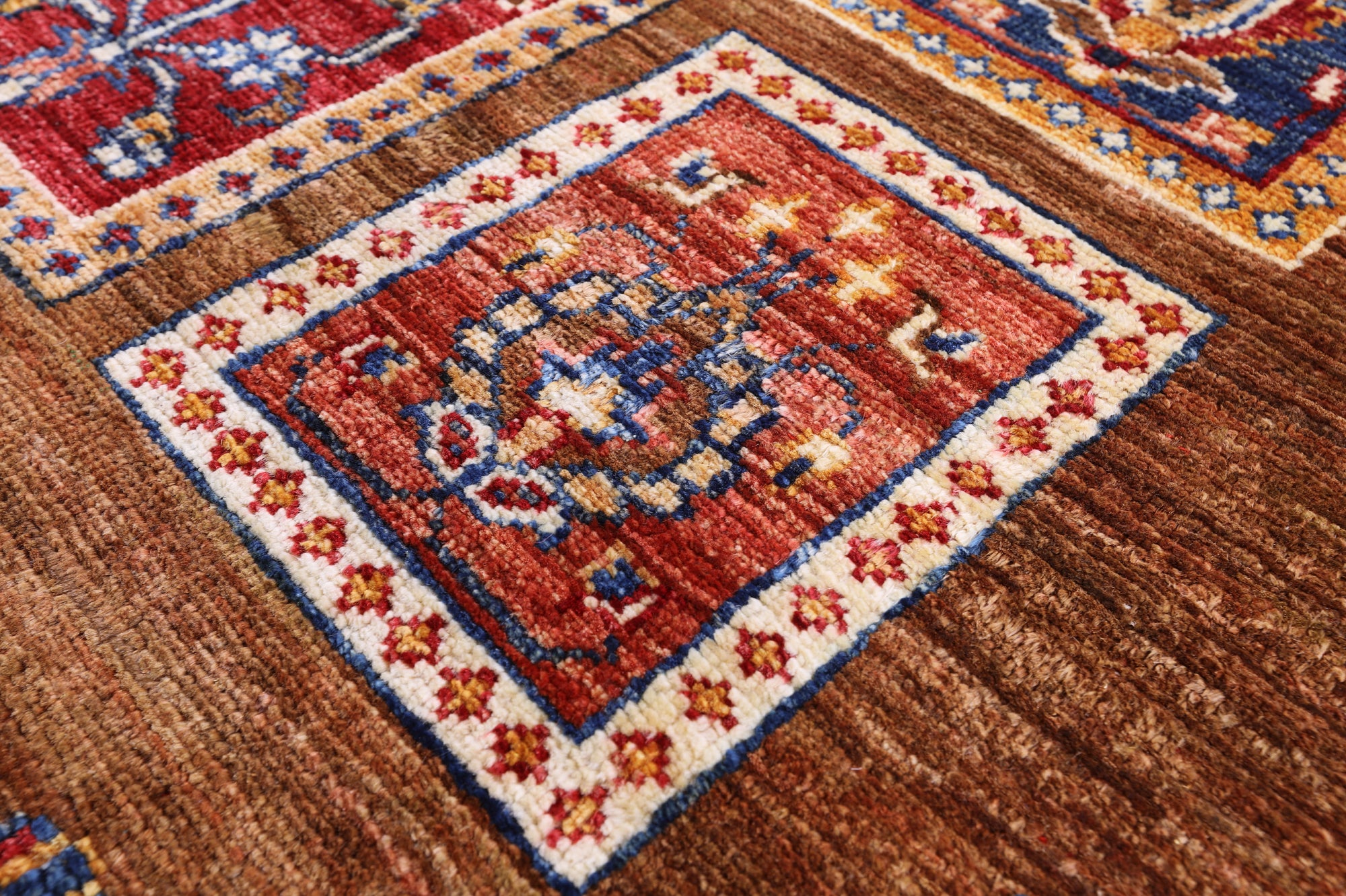 Brown Garden Design Persian Hand Knotted Wool Rug - 5' 7" X 8' 0" - Golden Nile