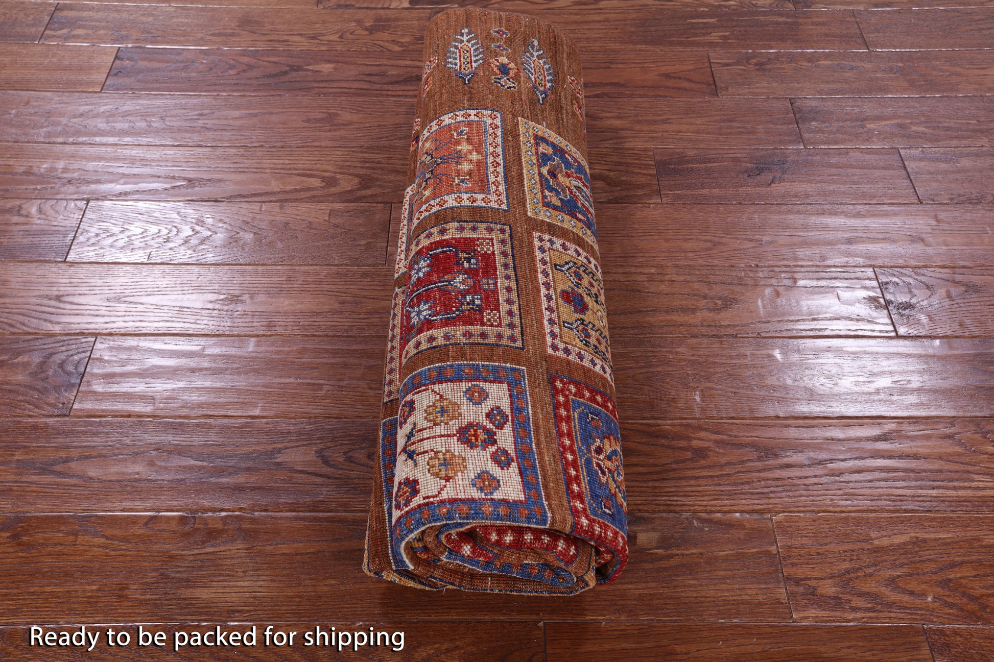 Brown Garden Design Persian Hand Knotted Wool Rug - 5' 7" X 8' 0" - Golden Nile