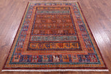 Tribal Persian Gabbeh Hand Knotted Wool Rug - 5' 2" X 7' 0" - Golden Nile