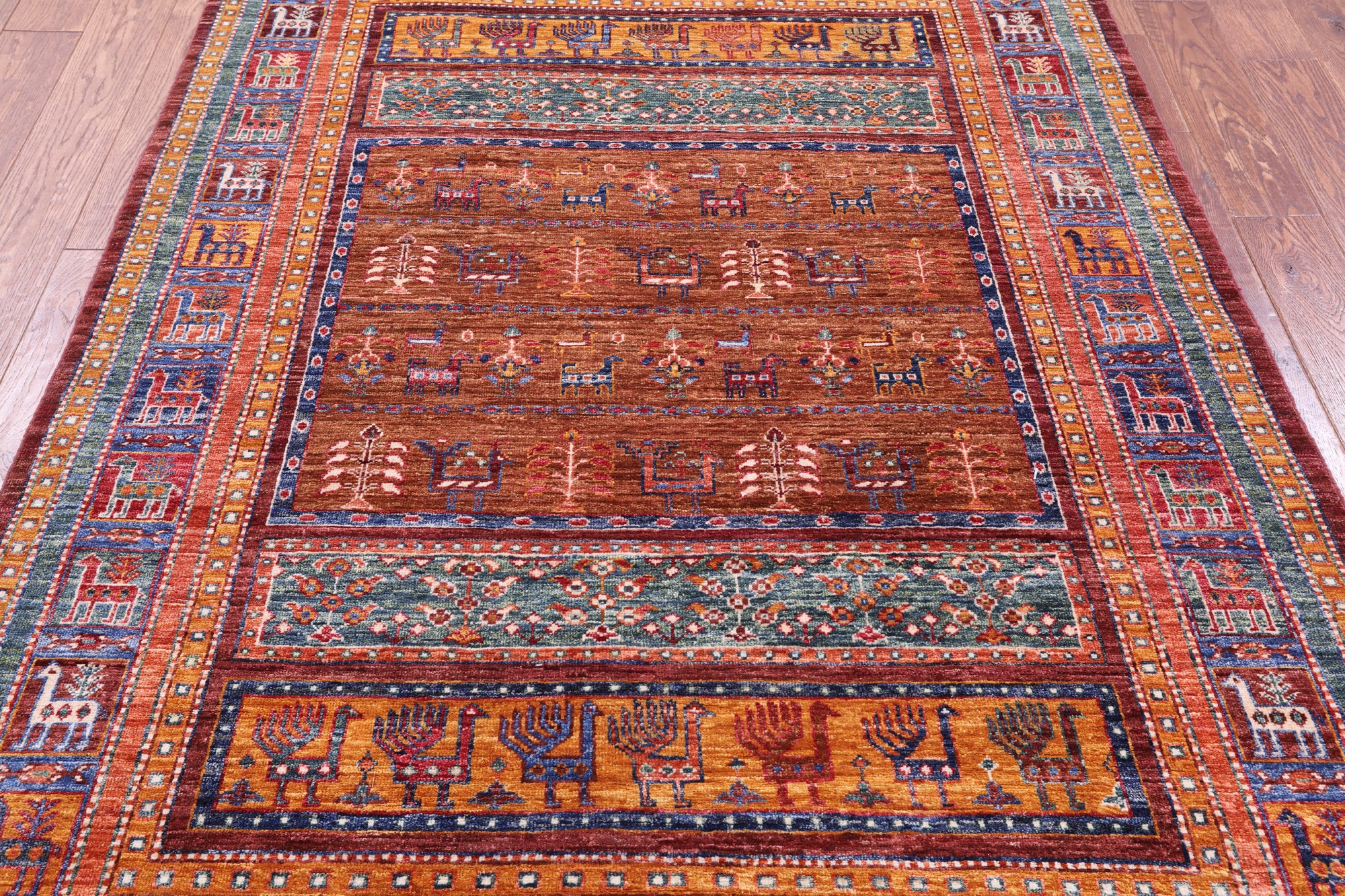Tribal Persian Gabbeh Hand Knotted Wool Rug - 5' 2" X 7' 0" - Golden Nile