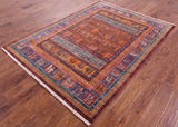 Tribal Persian Gabbeh Hand Knotted Wool Rug - 5' 2" X 7' 0" - Golden Nile