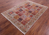 Garden Design Persian Hand Knotted Wool Rug - 5' 1" X 6' 10" - Golden Nile